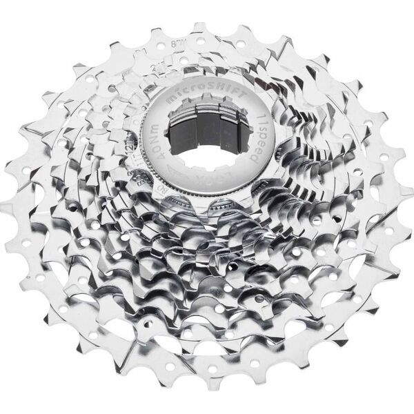 Microshift Kaseta MICROSHIFT XLE 10.rzędowa, Stalowa, Kompatybilna z Shimano, 11-13-15-17-19-21-24-28-32-36, Chrom, Mocowanie Spider(Al.) (NEW)