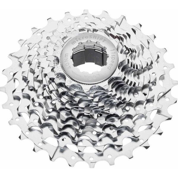 Microshift Kaseta MICROSHIFT XLE 10.rzędowa, Stalowa, Kompatybilna z Shimano, 11-13-15-17-19-21-24-28-32-36, Chrom, Mocowanie Spider(Al.) (NEW)