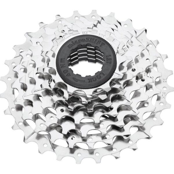 Microshift Kaseta MICROSHIFT MEZZO, 7.rzędowa, Stalowa, Kompatybilna z Shimano, 12-13-15-18-21-24-28, Nikiel (NEW)