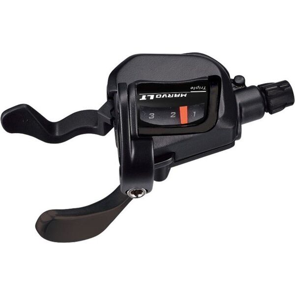 Microshift Manetka MICROSHIFT MARVO, Lewa, 3.rzędowa, Kompatybilna z Shimano, Xpress Trigger, Optyczny Wskaźnik Przełożeń (NEW)