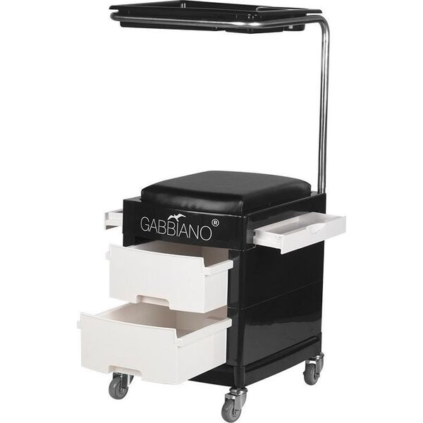 Activeshop POMOCNIK - TABORET DO PEDICURE 16 PLUS CZARNY/BIAŁY