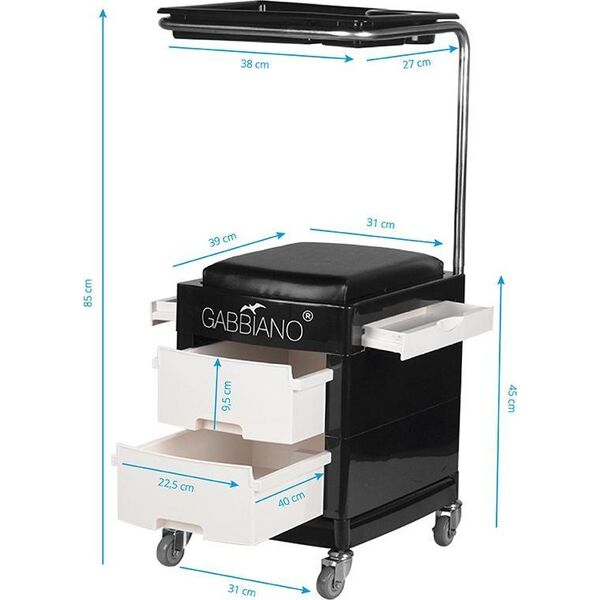 Activeshop POMOCNIK - TABORET DO PEDICURE 16 PLUS CZARNY/BIAŁY