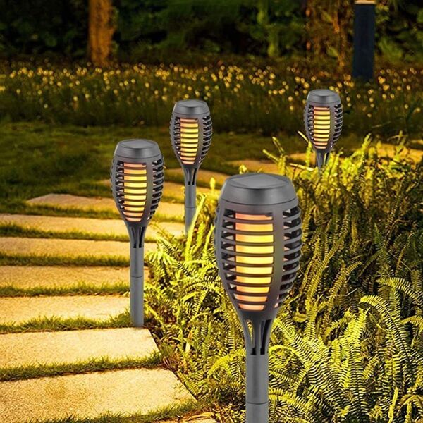 Saska Garden Pochodnia lampa solarna tańczące płomyki 12 led SMD szara - 12szt
