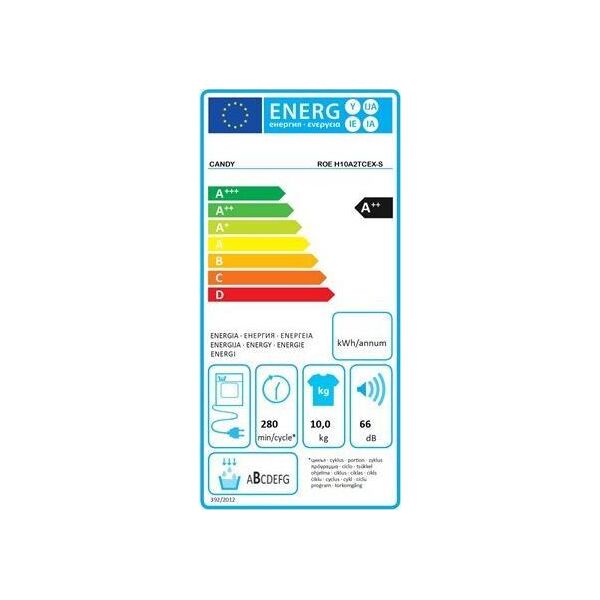 Suszarka do ubrań Candy Candy Dryer Machine ROE H10A2TCEX-S Energy efficiency class A++, Front loading, 10 kg, LED, Depth 58.5 cm, White