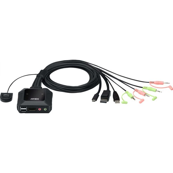 Przełącznik Aten ATEN CS52DP 2-Port USB-C DisplayPort Hybrid Cable KVM Switch