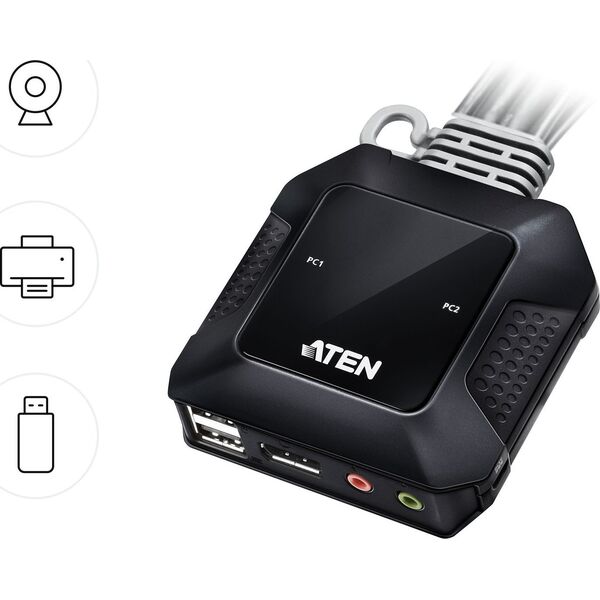 Przełącznik Aten ATEN CS52DP 2-Port USB-C DisplayPort Hybrid Cable KVM Switch