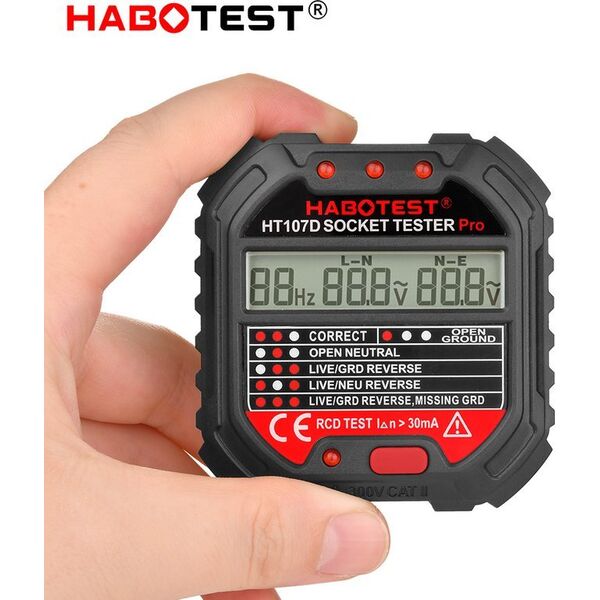 Habotest Tester gniazd z wyświetlaczem cyfrowym (HT107D)