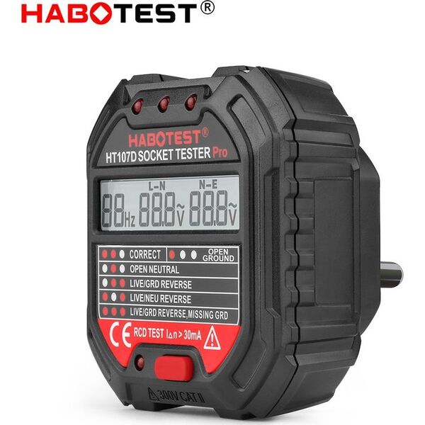 Habotest Tester gniazd z wyświetlaczem cyfrowym (HT107D)