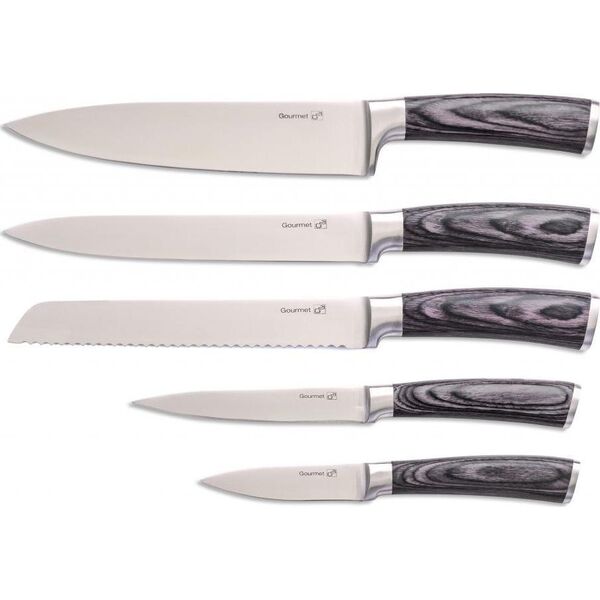 G21 G21 zestaw noży Gourmet Rustic, 5 szt + blok bambusowy