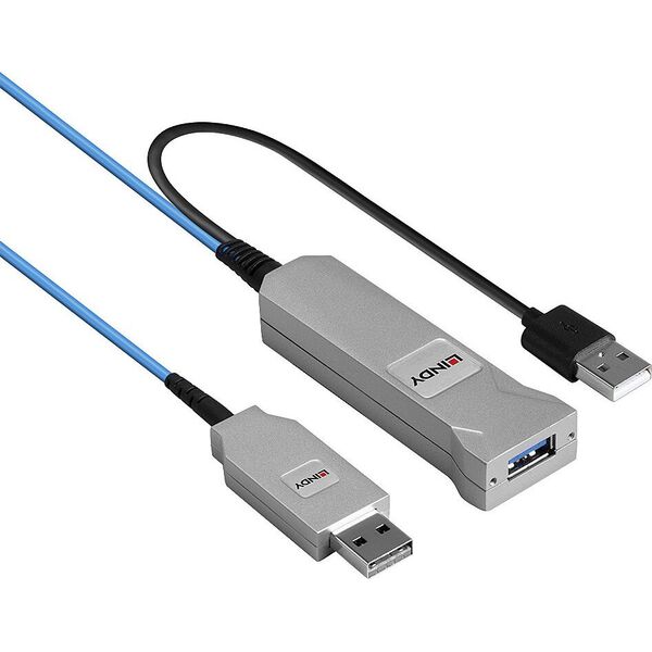 Kabel USB Lindy USB-A - 2x USB-A 30 m Niebieski (43345)