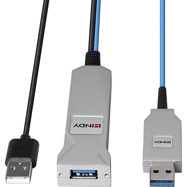 Kabel USB Lindy USB-A - 2x USB-A 30 m Niebieski (43345)