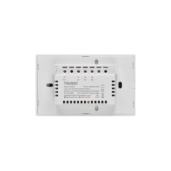 Sonoff T2US2C - 2-gang Wi-Fi Smart Wall Switch US - White