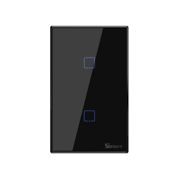 Sonoff T3US2C - 2-gang Wi-Fi Smart Wall Switch US - Black