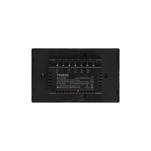 Sonoff T3US3C - 3-gang Wi-Fi Smart Wall Switch US - Black