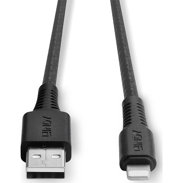 Kabel USB Lindy USB-A - Lightning 0.5 m Czarny (31290)