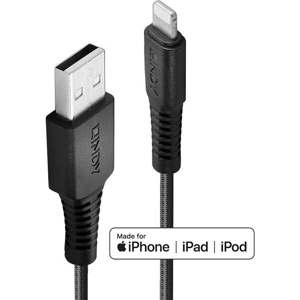 Kabel USB Lindy USB-A - Lightning 2 m Czarny (31292)