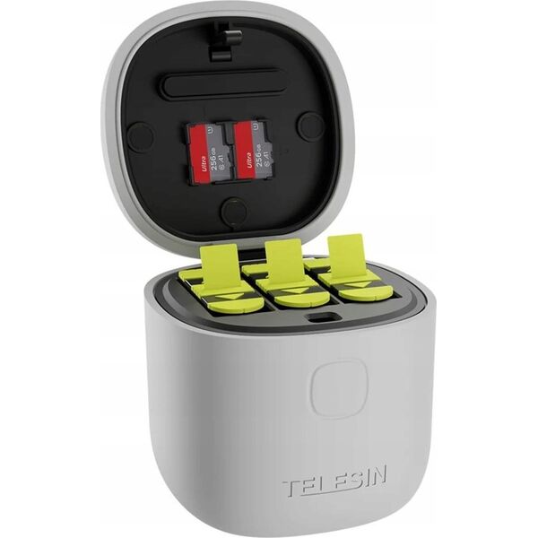 Telesin Wodoodporna ładowarka trójkanałowa Allin box Telesin dla GoPro Hero 9 / Hero 10 + 2 akumulatory (GP-BTR-905-GY-B)