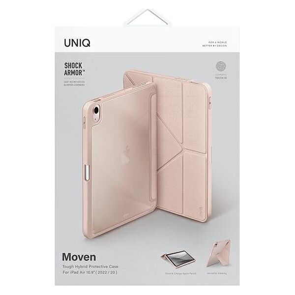 Etui na tablet Uniq UNIQ etui Moven iPad Air 10.9 (2022/2020) Antimicrobial różowy/ blush pink