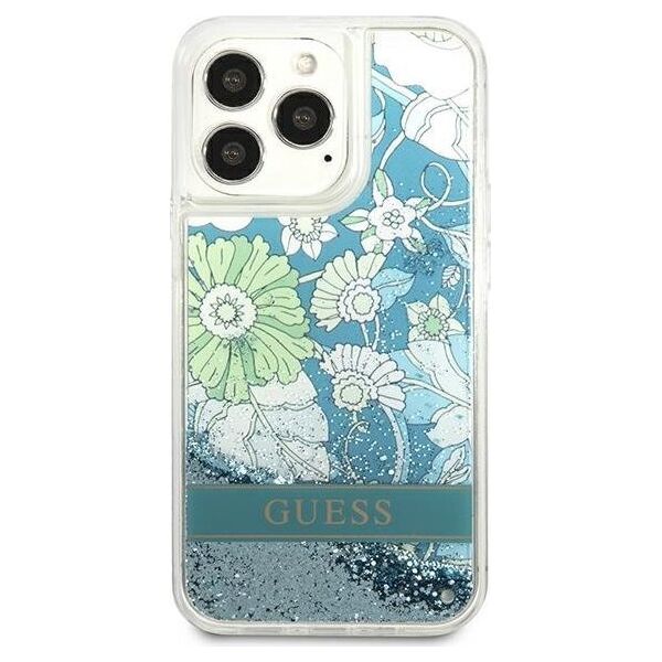 Guess Guess GUHCP13LLFLSN iPhone 13 Pro / 13 6,1" zielony/green hardcase Flower Liquid Glitter