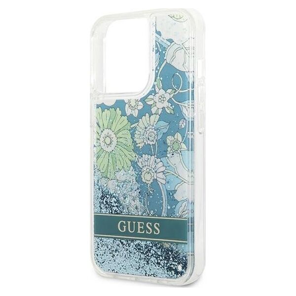 Guess Guess GUHCP13LLFLSN iPhone 13 Pro / 13 6,1" zielony/green hardcase Flower Liquid Glitter