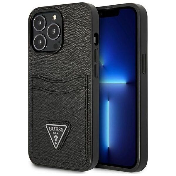 Guess Guess GUHCP13LPSATPK iPhone 13 Pro / 13 6,1" czarny/black hardcase SaffianoTriangle Logo Cardslot