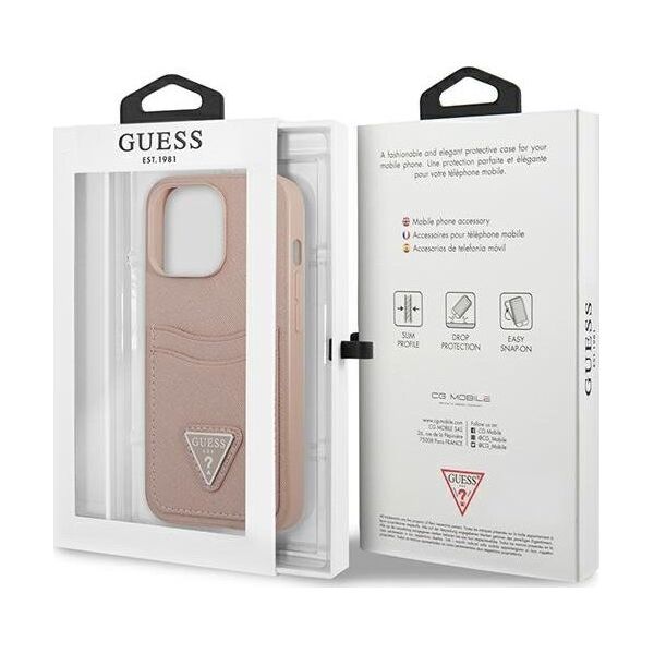 Guess Guess GUHCP13LPSATPP iPhone 13 Pro / 13 6,1" różowy/pink hardcase SaffianoTriangle Logo Cardslot