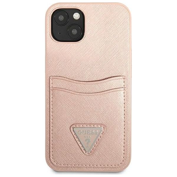Guess Guess GUHCP13SPSATPP iPhone 13 mini 5,4" różowy/pink hardcase SaffianoTriangle Logo Cardslot