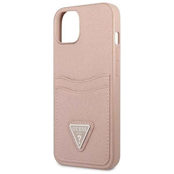 Guess Guess GUHCP13SPSATPP iPhone 13 mini 5,4" różowy/pink hardcase SaffianoTriangle Logo Cardslot
