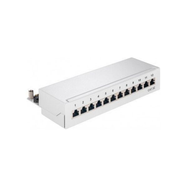 Goobay CAT 5e panel krosowy mini/biurkowy, 12 portów - Wersja kolorystyczna Szary