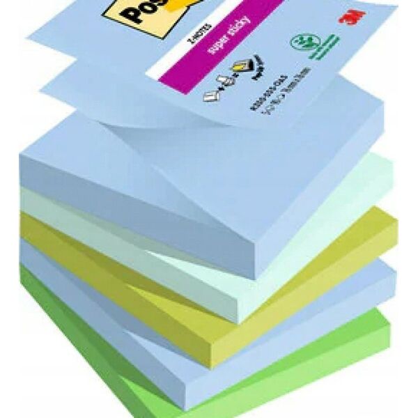 Post-It 3M Bloczek samoprzylepny POST-IT® Super sticky Z-Notes (R330-5SS-OAS), 76x76mm, 5x90 kart.