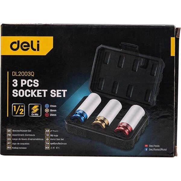 Deli Nasadki udarowe Deli Tools EDL2003Q, 17-21mm