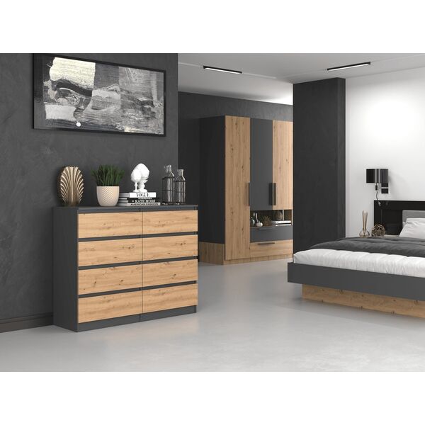 Topeshop KOMODA MALWA M8 120 - ANTRACYT / DĄB ARTISAN