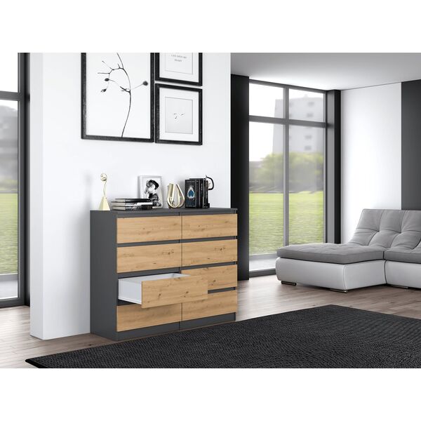 Topeshop KOMODA MALWA M8 120 - ANTRACYT / DĄB ARTISAN