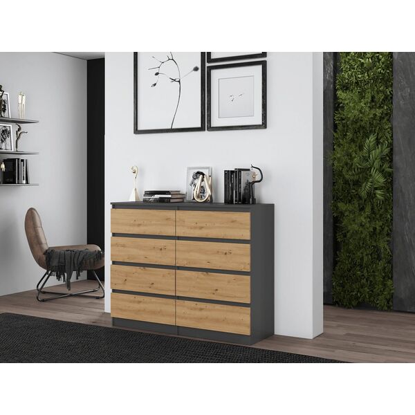 Topeshop KOMODA MALWA M8 120 - ANTRACYT / DĄB ARTISAN