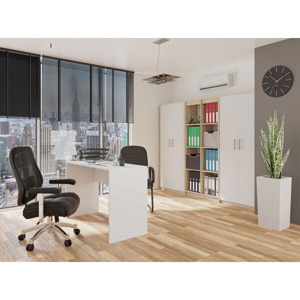 Topeshop REGAŁ BIUROWY SALON OLIV 2D BIAŁY DĄB SONOMA