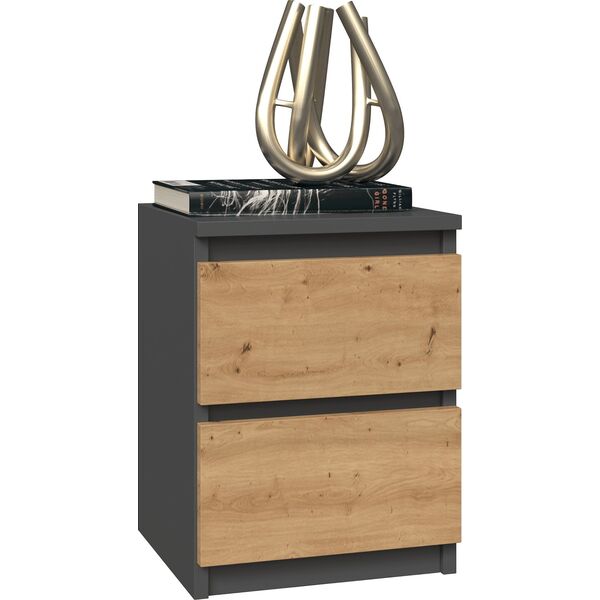 Topeshop SZAFKA NOCNA MALWA M2 - ANTRACYT / DĄB ARTISAN