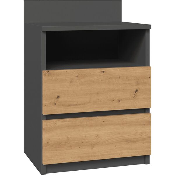 Topeshop SZAFKA NOCNA MALWA M1 - ANTRACYT / DĄB ARTISAN