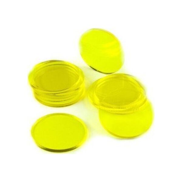 Crafters Crafters: Podstawki akrylowe - Transparentne - Okrągłe 50 x 3 mm - Żółte (10)