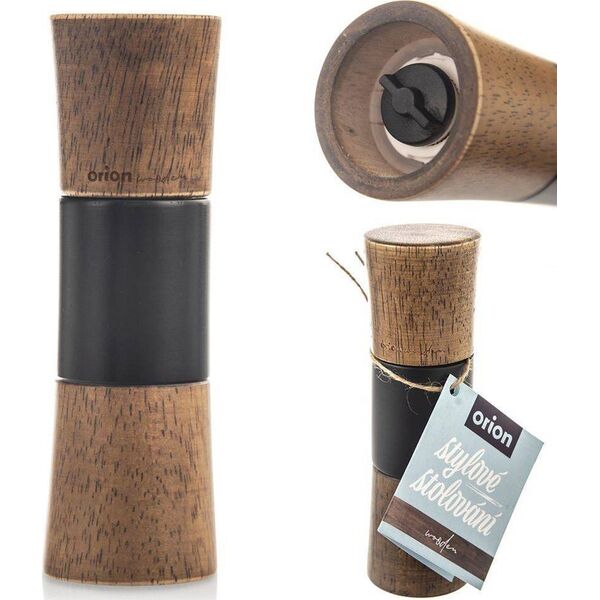 Młynek do przypraw Orion Młynek ręczny do mielenia pieprzu soli przypraw drewniany WOODEN 15,5 cm