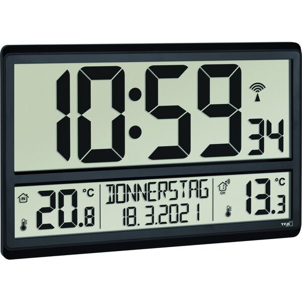 Radiobudzik TFA TFA 60.4521.01 XL Radio Clock with Indoor/Outdoor Temperature