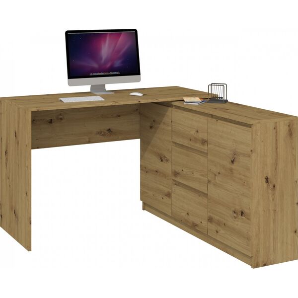 Topeshop KOMODA 2D3S 120CM 3 SZUFLADY 2 DRZWI ANTRACYT DĄB ARTISAN