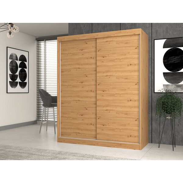 Topeshop SZAFA PRZESUWNA IGA 160 CM DRZWI PRZESUWNE PÓŁKI DĄB ARTISAN
