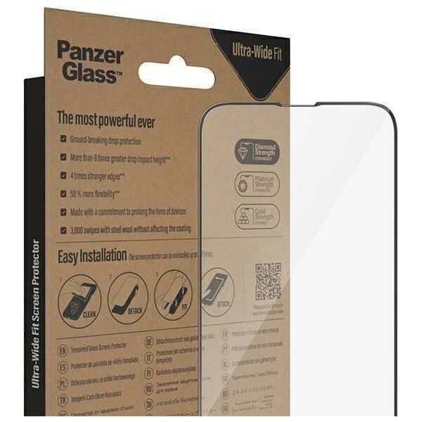 PanzerGlass PanzerGlass Ultra-Wide Fit - szkło antybakteryjne do iPhone 14 / 13 Pro/ 13 czarna ramka