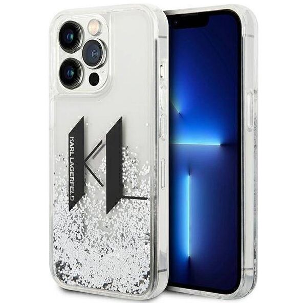 Karl Lagerfeld Etui Karl Lagerfeld Liquid Glitter Big KL HardCase do iPhone 14 Pro Max srebrne