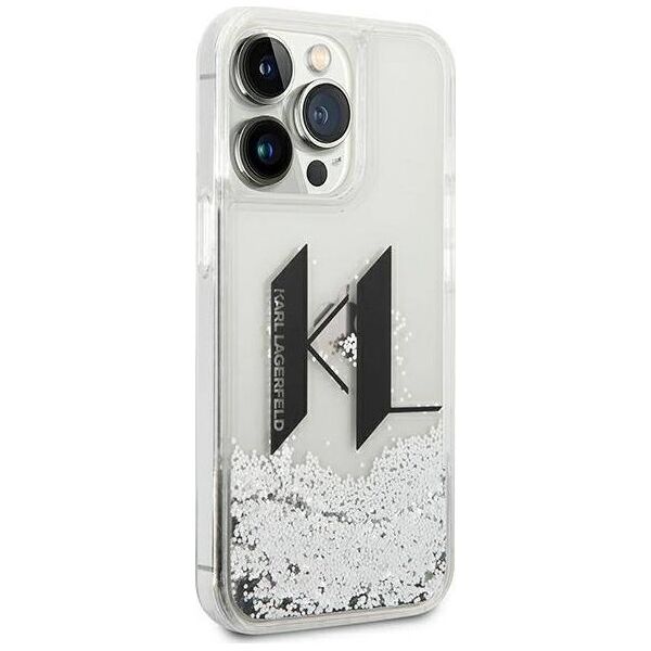 Karl Lagerfeld Etui Karl Lagerfeld Liquid Glitter Big KL HardCase do iPhone 14 Pro Max srebrne