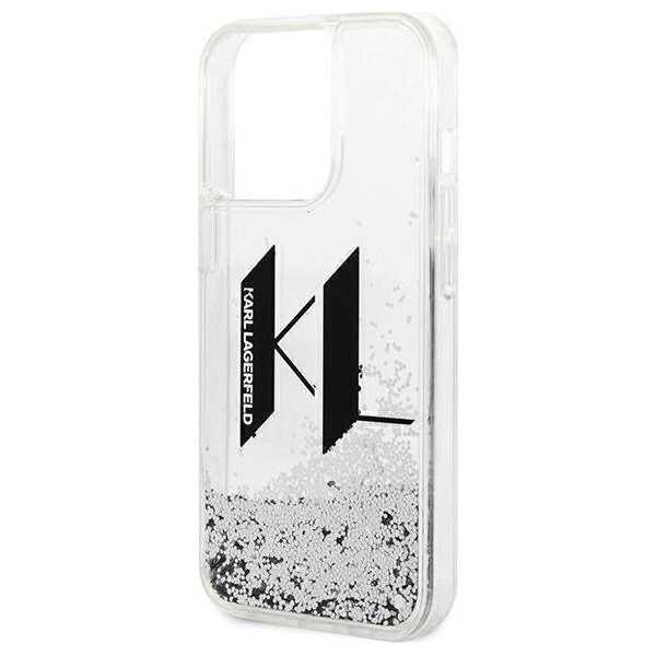 Karl Lagerfeld Etui Karl Lagerfeld Liquid Glitter Big KL HardCase do iPhone 14 Pro Max srebrne