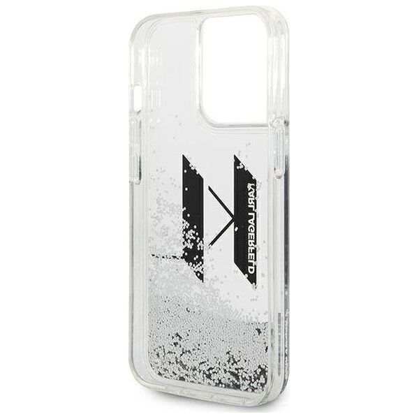 Karl Lagerfeld Etui Karl Lagerfeld Liquid Glitter Big KL HardCase do iPhone 14 Pro Max srebrne