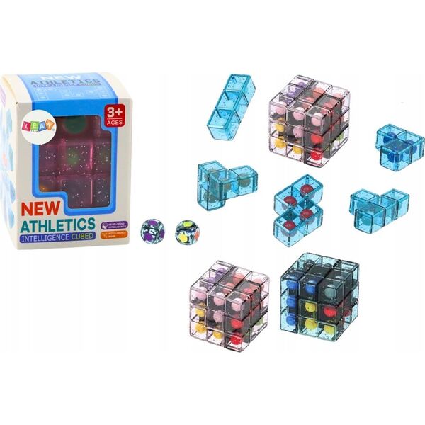 LeanToys Klocki Logiczne Puzzle Układanka Kostka Gra Różowa