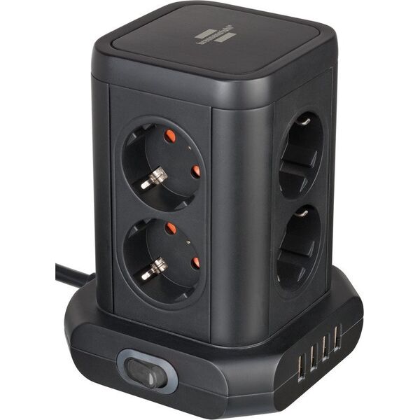 Listwa zasilająca Brennenstuhl Socket Tower 8 gniazd 2 m czarna (1153560000)
