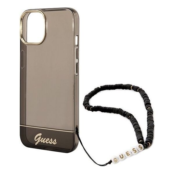 Guess Etui Guess GUHCP14SHGCOHK Apple iPhone 14 czarny/black hardcase Translucent Pearl Strap